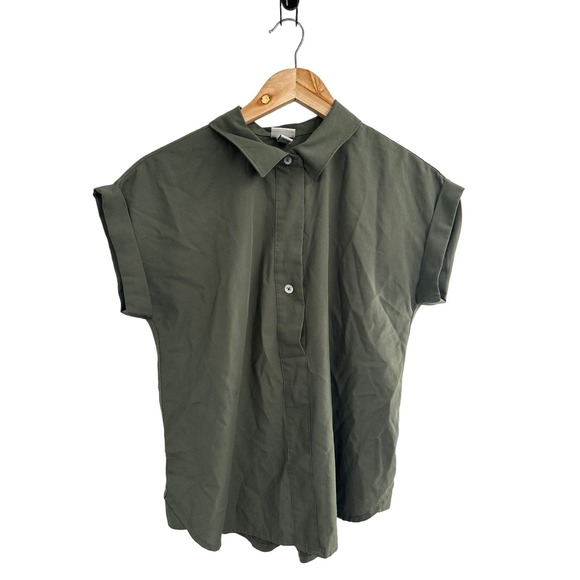 A New Day Green Collared Short Sleeve Top XS‎ - Picture 1 of 5